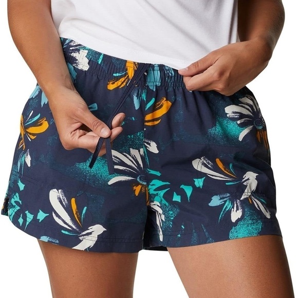Columbia Sandy River II women’s shorts size XXL floral bird print navy - Picture 1 of 8